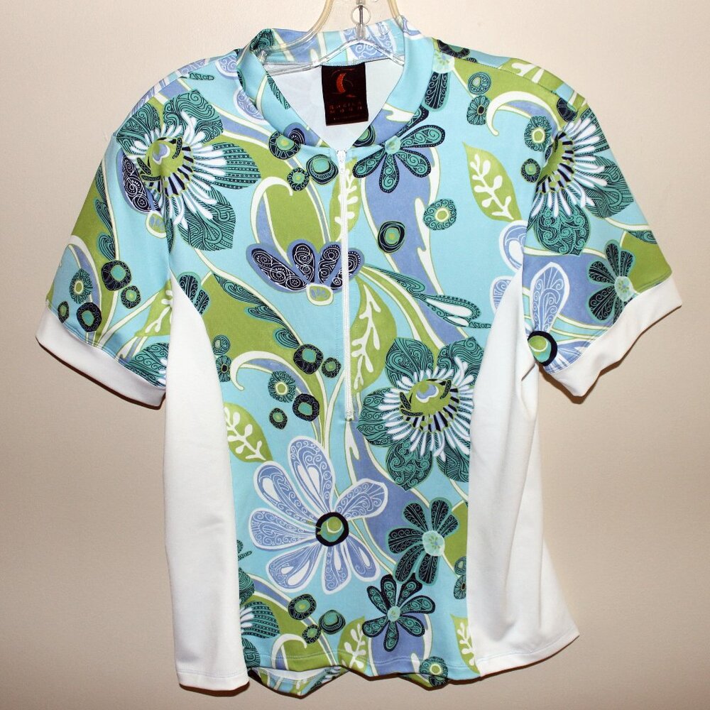 3/$118❤️vintage Sheila Moon floral half zip women's cycling jersey San Francisco